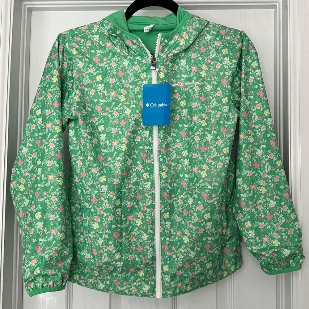 Columbia Youth Reversible‎ Pixel Grabber Jacket Green Floral Medium 10-12 NWT